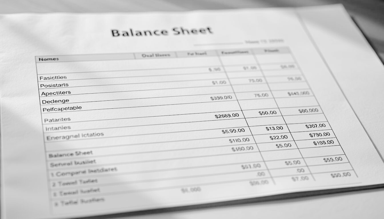 balance sheet for small business